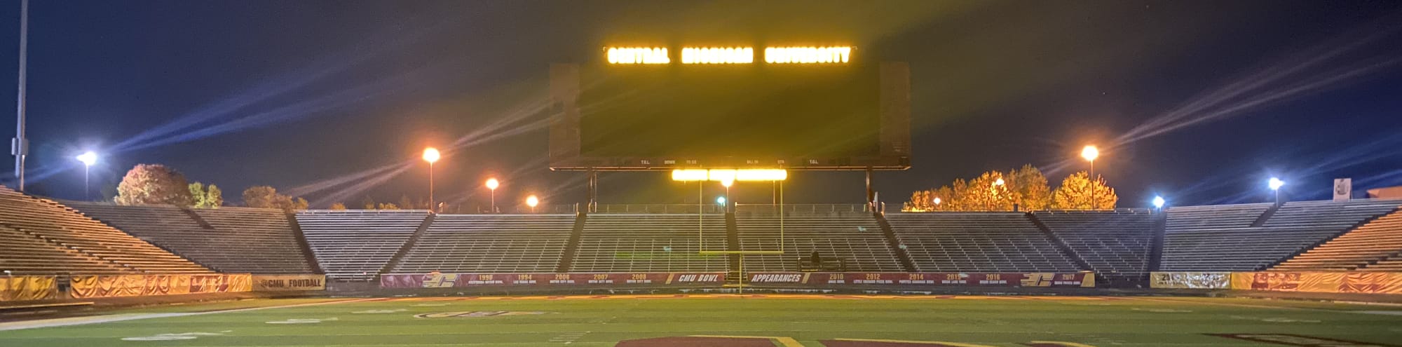 empty football stadium at night under the lights Portland
