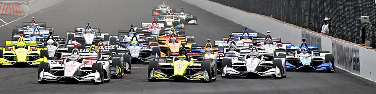 indy cars racing to through the start line Portland